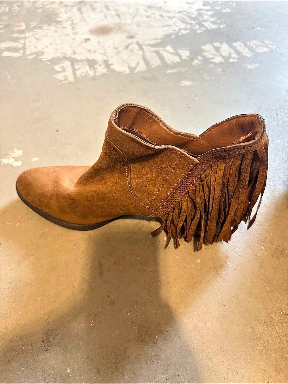 Faded Glory Fringe Ankle Booties Brown US 9